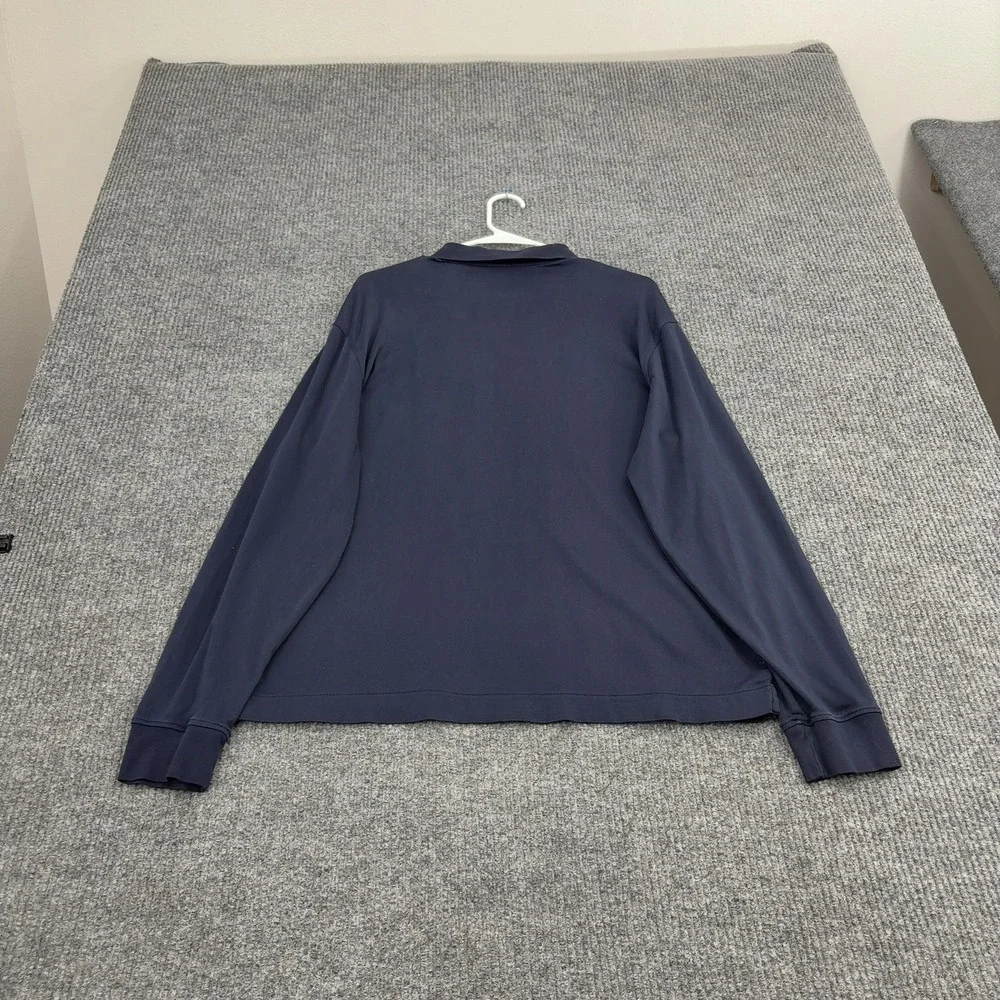 Banana Republic Polo Shirt Mens L Blue Cotton Luxe Touch Long Sleeve Classic